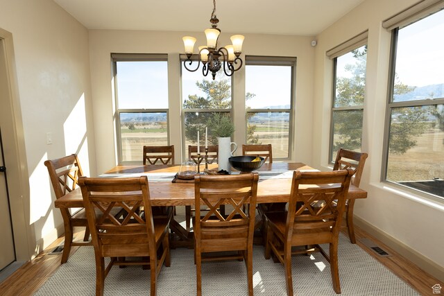 2195 S 1600 W, Richfield, UT 84701 - dining area with a chandelier, hardwood / wood-style floors, and plenty of natural light