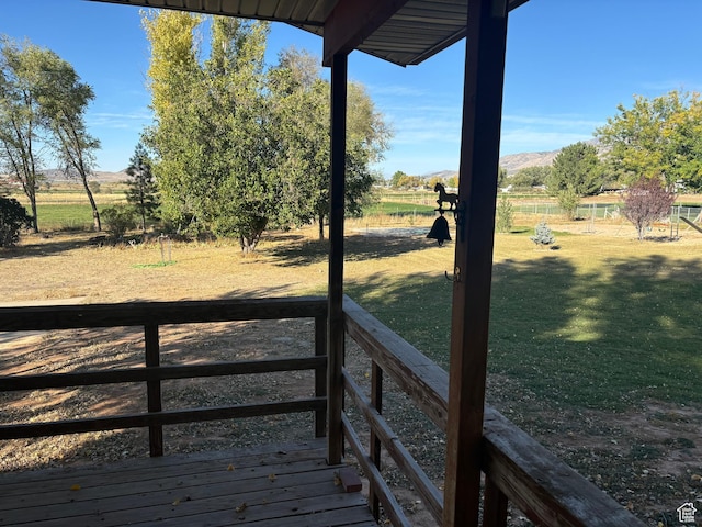 154 W 200 N, Mona, UT 84645 - deck featuring a view of countryside, a yard, and a mountain view
