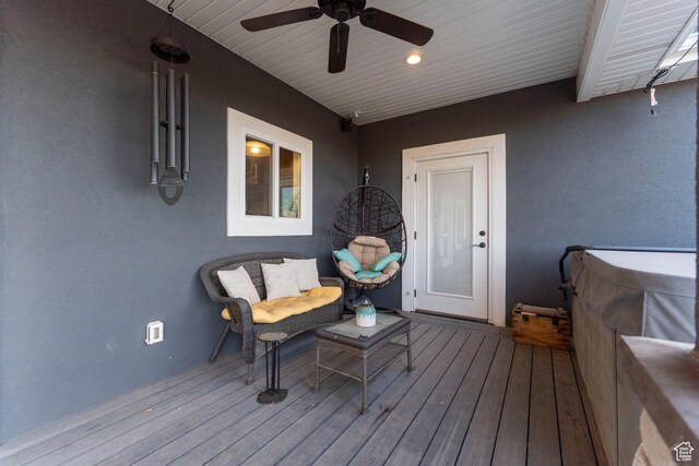 5361 N 4500 E, Roosevelt, UT 84066 - wooden terrace with a ceiling fan
