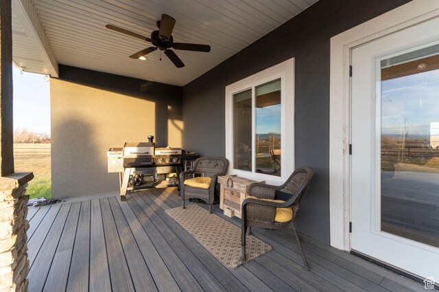 5361 N 4500 E, Roosevelt, UT 84066 - wooden terrace featuring ceiling fan