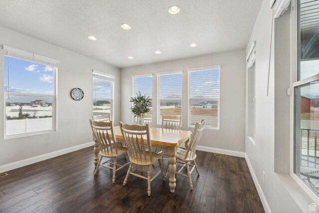 2118 N Snowy Crane Dr, Clinton, UT 84015 - dining space featuring baseboards, dark wood-style floors, and recessed lighting