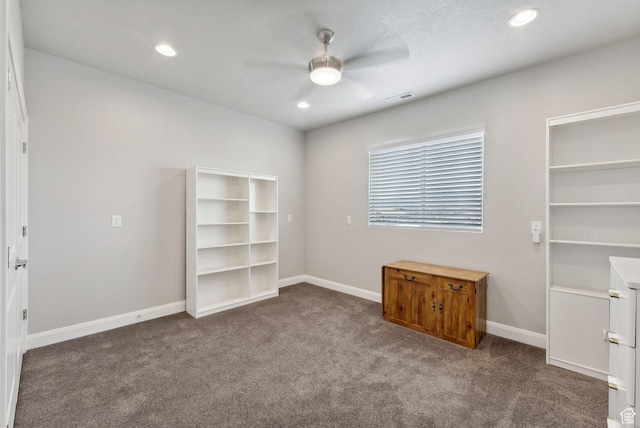 2118 N Snowy Crane Dr, Clinton, UT 84015 - unfurnished bedroom featuring carpet floors, baseboards, a ceiling fan, and recessed lighting