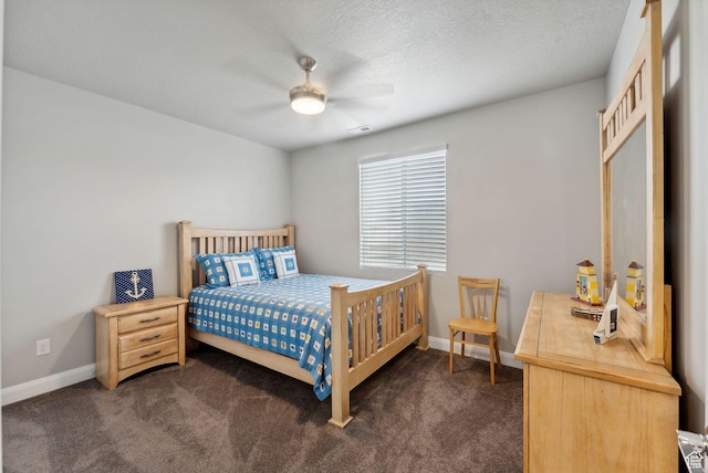 2118 N Snowy Crane Dr, Clinton, UT 84015 - bedroom with dark colored carpet, baseboards, and ceiling fan