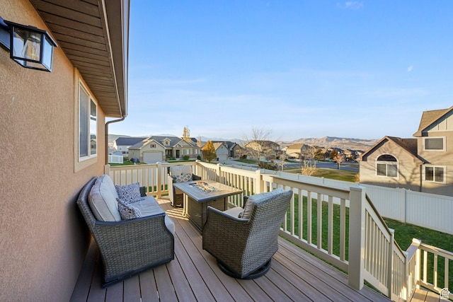 758 W Cedar View Dr, Saratoga Springs, UT 84045 - deck featuring a residential view and a fire pit