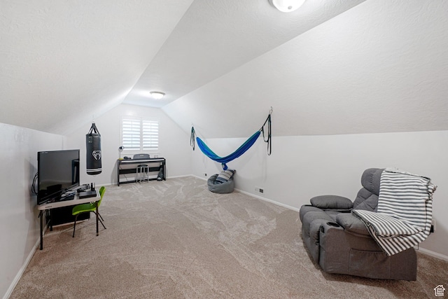 758 W Cedar View Dr, Saratoga Springs, UT 84045 - sitting room featuring carpet flooring and vaulted ceiling
