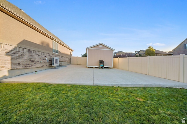 758 W Cedar View Dr, Saratoga Springs, UT 84045 - fenced backyard with a patio area and a storage unit