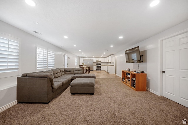 758 W Cedar View Dr, Saratoga Springs, UT 84045 - living area featuring recessed lighting and light carpet