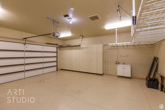 garage with a garage door opener