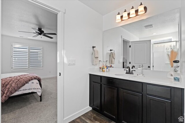 513 S Valkyries Ln, Saratoga Springs, UT 84045 - bathroom with visible vents, ceiling fan, baseboards, and vanity
