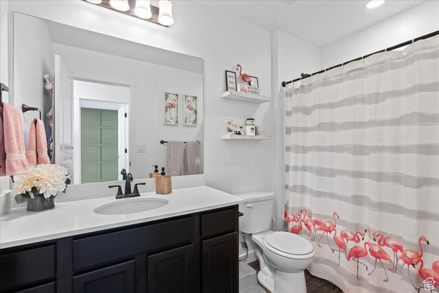 513 S Valkyries Ln, Saratoga Springs, UT 84045 - full bathroom with shower / bath combo with shower curtain, vanity, and toilet
