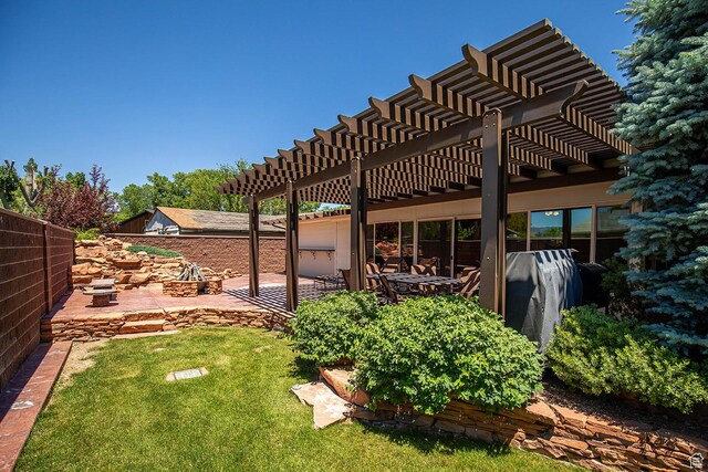148 S Sunnybrook Dr, Salina, UT 84654 - view of yard with a fire pit, a patio area, and a pergola