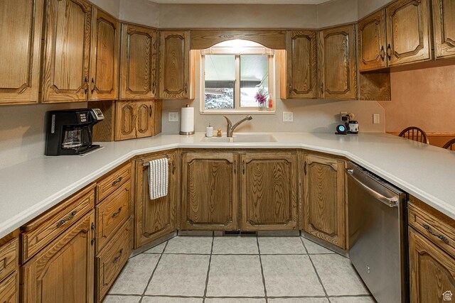 148 S Sunnybrook Dr, Salina, UT 84654 - kitchen featuring dishwasher, brown cabinets, and light tile patterned floors