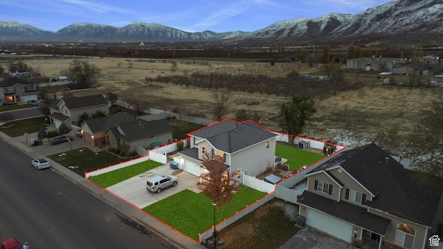 486 N 200 E, Santaquin, UT 84655 - aerial view of residential area featuring property parcel outlined and a mountain backdrop