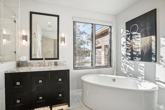 6412 Golden Bear Loop W, Park City, UT 84098 - bathroom featuring a soaking tub, vanity, and baseboards