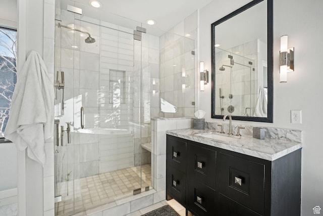6412 Golden Bear Loop W, Park City, UT 84098 - full bath featuring vanity, a stall shower, and recessed lighting
