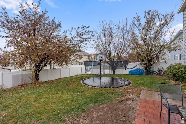 view of yard with a trampoline