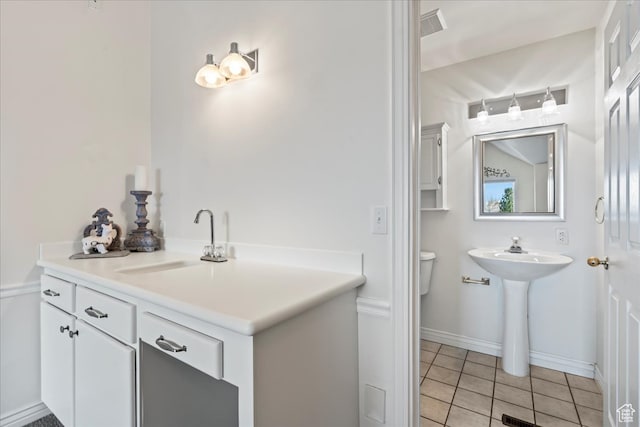bathroom with tile patterned floors, toilet, and sink