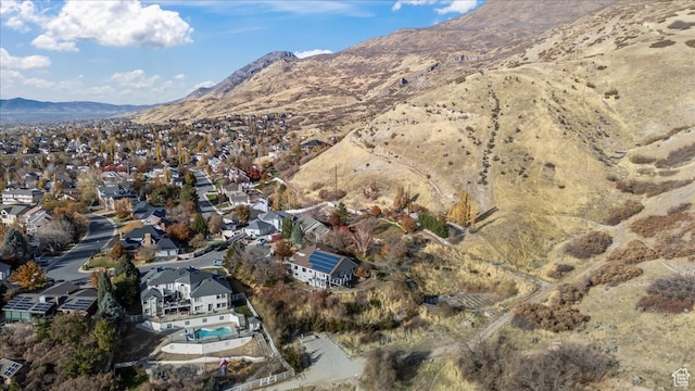 bird's eye view with a mountain view
