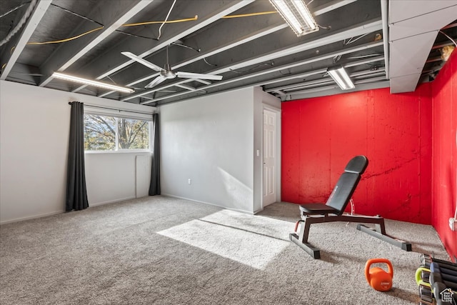 exercise room with carpet