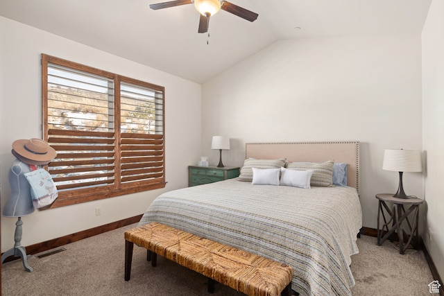 980 W White Cloud Trl, Hideout, UT 84036 - bedroom with light carpet, vaulted ceiling, and ceiling fan