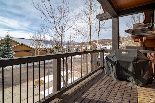 980 W White Cloud Trl, Hideout, UT 84036 - snow covered deck featuring a mountain view and a grill