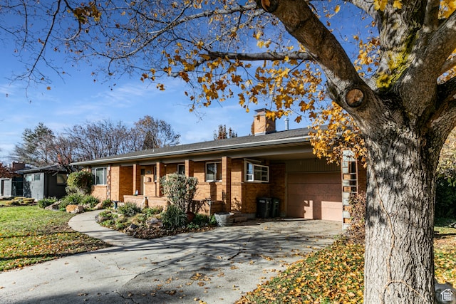 1983 E 1700 S, Salt Lake City, UT 84108 - single story home with a garage, a chimney, brick siding, and concrete driveway
