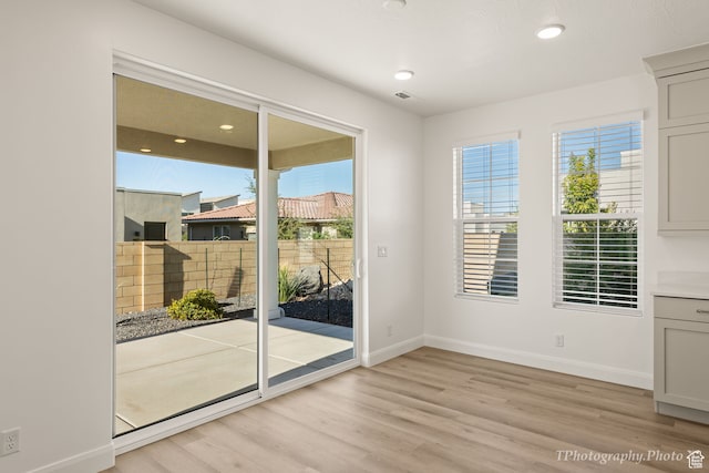 660 W Cypress Umber Dr, St George, UT 84790 - entryway with light wood finished floors, baseboards, visible vents, and recessed lighting