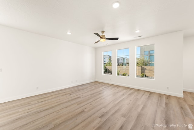 660 W Cypress Umber Dr, St George, UT 84790 - spare room featuring visible vents, baseboards, a ceiling fan, light wood finished floors, and recessed lighting