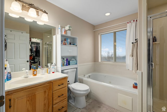 3870 Mountain Top Cir W, Cedar Hills, UT 84062 - full bathroom featuring tile patterned flooring, vanity, separate shower and tub, and toilet