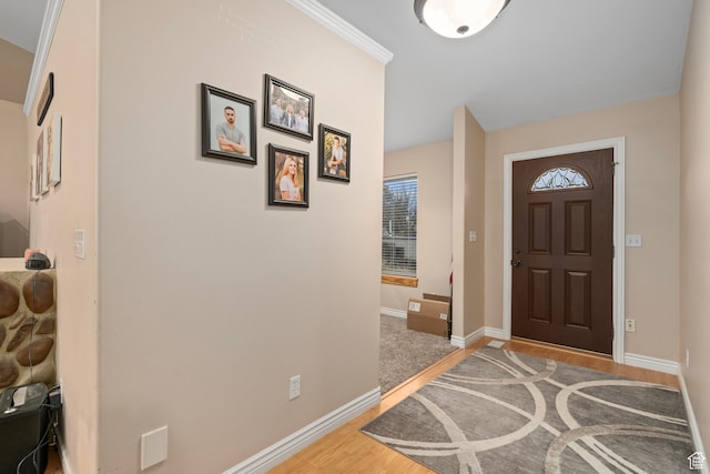 3870 Mountain Top Cir W, Cedar Hills, UT 84062 - entryway featuring crown molding and hardwood / wood-style flooring