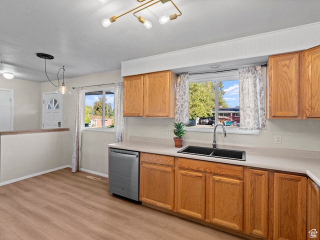 552 E 250 N, Bountiful, UT 84010 - kitchen featuring dishwasher, sink, a healthy amount of sunlight, and light wood-type flooring