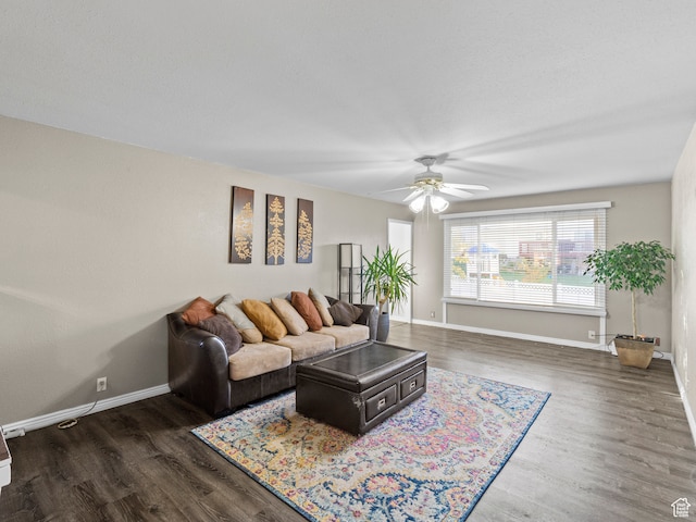 552 E 250 N, Bountiful, UT 84010 - living room featuring dark hardwood / wood-style flooring and ceiling fan