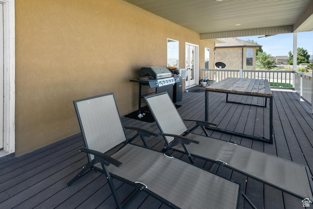 545 N 1100 E, Beaver, UT 84713 - wooden deck featuring outdoor dining area, area for grilling, and french doors