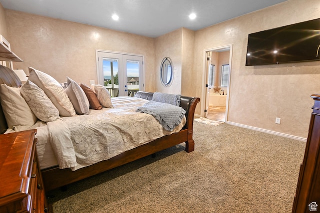 545 N 1100 E, Beaver, UT 84713 - bedroom with access to outside, carpet floors, ensuite bathroom, french doors, and recessed lighting