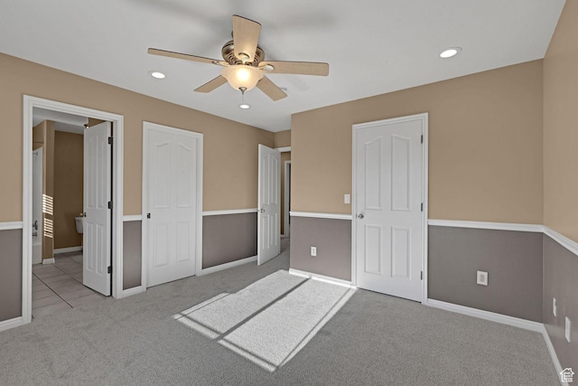 98 W 400 S, Smithfield, UT 84335 - unfurnished bedroom with carpet floors, recessed lighting, baseboards, and a ceiling fan