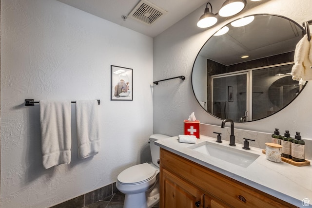 2653 W Canyons Resort Dr Unit 322, Park City, UT 84098 - bathroom featuring vanity, a stall shower, a textured wall, and tile patterned floors