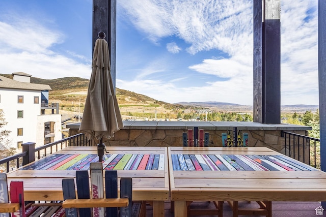 2653 W Canyons Resort Dr Unit 322, Park City, UT 84098 - deck with a mountain view and outdoor dining space