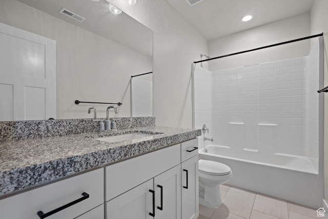 9781 N Aaron Ave Unit 207, Eagle Mountain, UT 84005 - full bathroom featuring vanity, tub / shower combination, tile patterned floors, and recessed lighting