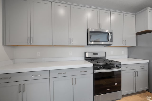 9807 N Aaron Ave Unit 210, Eagle Mountain, UT 84005 - kitchen with stainless steel appliances, gray cabinets, and light countertops