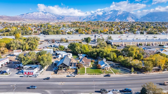 aerial view with a mountain view