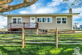 121 W Main St N, Fairfield, UT 84013 - view of front facade featuring a front yard and a wooden deck