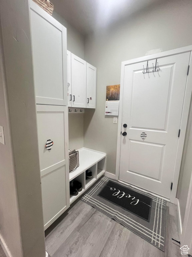 mudroom featuring light hardwood / wood-style flooring