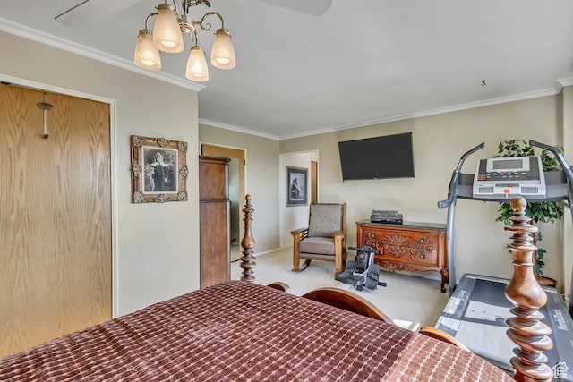 130 S 1300 E 703 &4, Salt Lake City, UT 84102 - carpeted bedroom with ceiling fan with notable chandelier and ornamental molding
