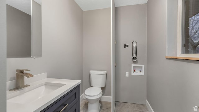 120 N 1400 E, Pleasant Grove, UT 84062 - bathroom with vanity, a textured ceiling, and toilet