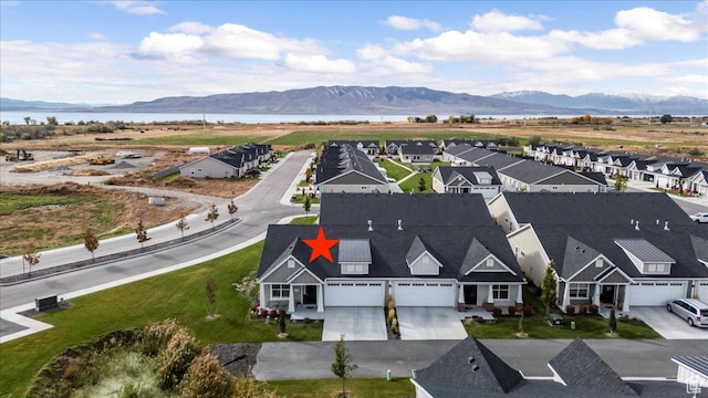drone / aerial view with a mountain view