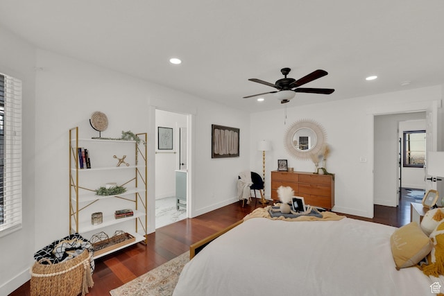 4821 S Fortuna Way, Salt Lake City, UT 84124 - bedroom featuring recessed lighting, baseboards, ceiling fan, and wood finished floors