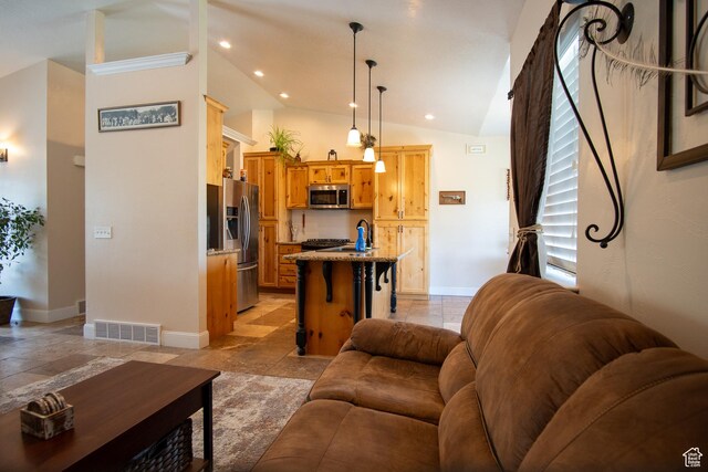 159 S 400 E, Annabella, UT 84711 - living room featuring recessed lighting, baseboards, and lofted ceiling