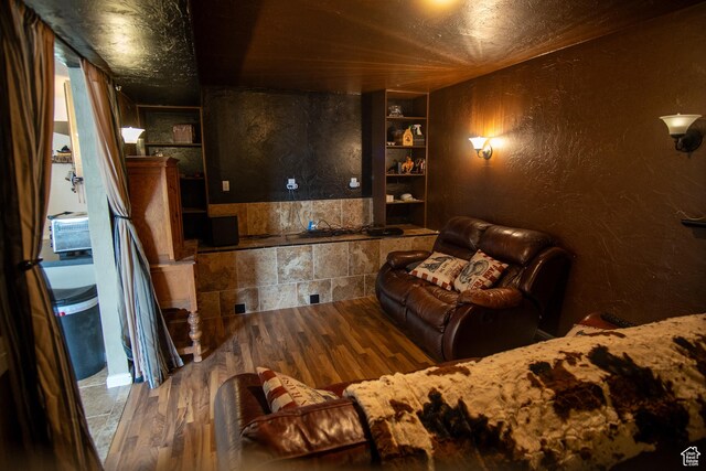 159 S 400 E, Annabella, UT 84711 - home theater room featuring wood finished floors and a textured wall