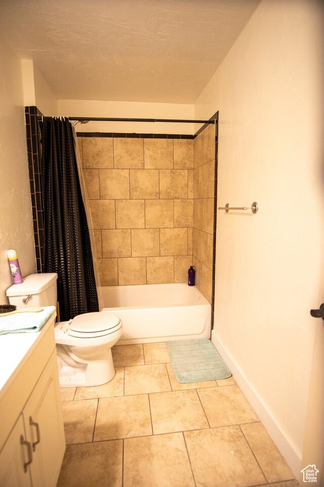 159 S 400 E, Annabella, UT 84711 - bathroom with vanity, toilet, shower / bath combination with curtain, and tile patterned floors