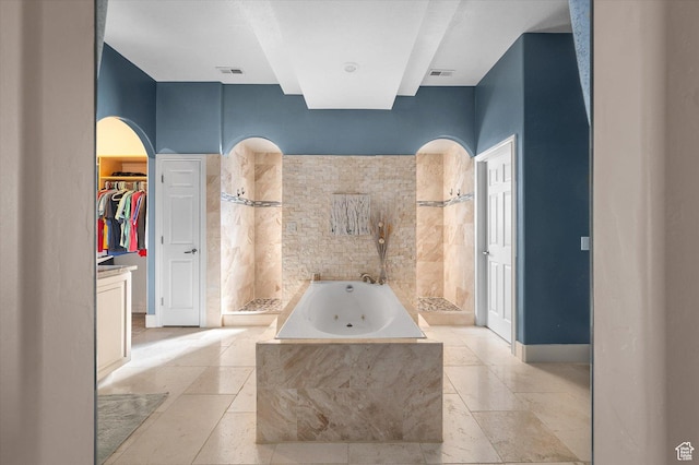4487 W Tee Box Dr, South Jordan, UT 84009 - full bath with walk in shower, a jetted tub, and a spacious closet